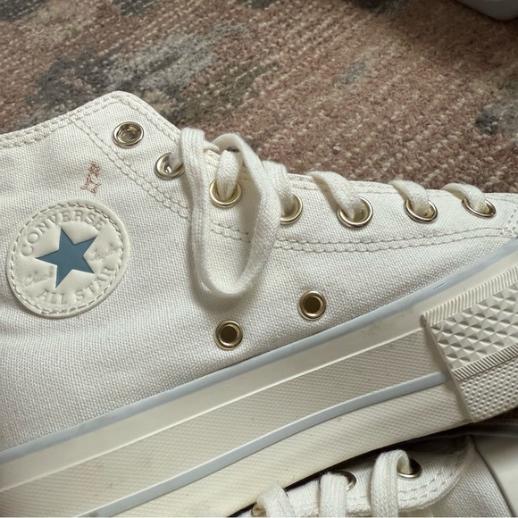 Converse Chuck Taylor All Star Lift Tattoo Vintage White High Top Platform Shoes - Picture 5 of 15